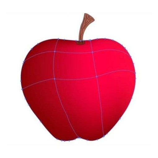 Realistic red apple drawn with the gradient mesh tool, mesh lines visible